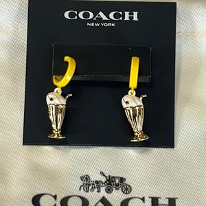 Coach Milkshake Huggie Earrings Goldtone yellow NWT